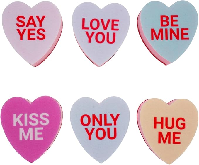 Heart Shaped Sponge with Words, Dual-Sided Kitchen Scrubber for Washing Dishes, Pots, Pans and General Household Cleaning, ‌Multicolour (6 Pack)