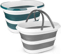Collapsible Mop Bucket with Handle for Cleaning, 16L(4.2 Gallon) Silicone Square Mopping Bucket for Windows Cleaning or Car Washing, Cleaning Supplies Organizer Plastic Bucket for Storage, 2 Pack