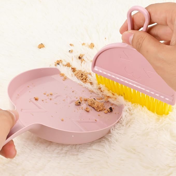 Small Broom and Dustpan Set,mini Broom and Dustpan Set,Kids Broom Set,for Home, Sofas, Kitchen countertops, Storage Shelves, bathrooms, and pet Areas Cleaning(Pink)