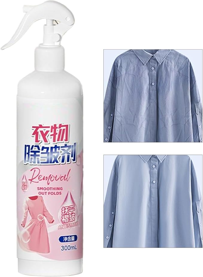 Fabric wrinklle Release Spray – 300ml Clothing Static Guard | Portable Ironing Alternative and Anti wrinklle Mist for Shirts, Coats, Sweaters, Pants, Travel Bag, Dorm Room, Daily Laundry Care