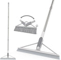 KOLLIEE 2 in 1 Floor Squeegee Broom Set Window Long Handle Rubber Squeegee Brush Mop Kit with Adjustable Handle 120° Rotating Angle Head for Wet Room Hard Floor Outdoor