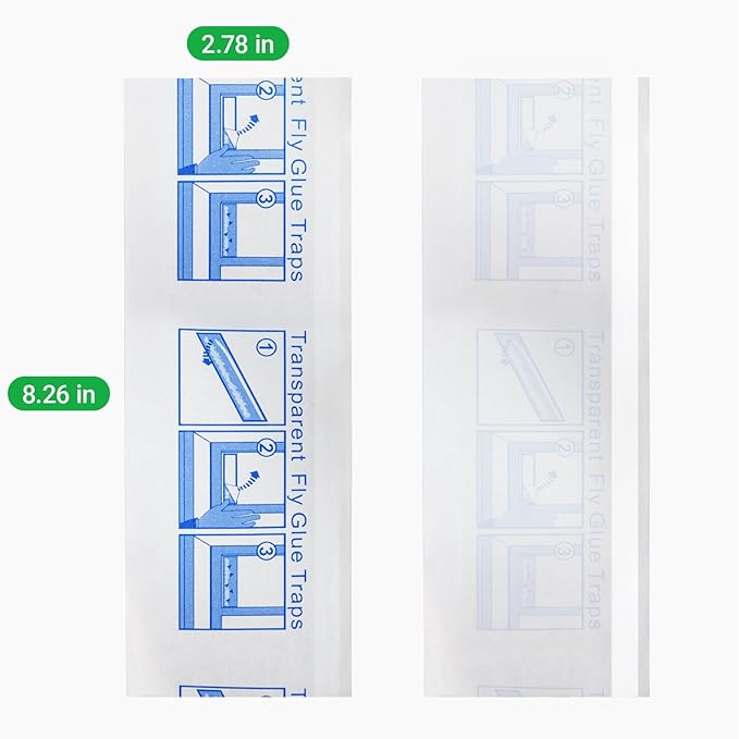 100 Pack Window Fly Traps Sticky Non-Toxic Clear Fly Paper Indoor for Home. No Mess Flies Window Sticky Traps Bug Flies Strips Indoors
