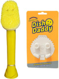 Scrub Daddy Dish Daddy Dish Wand & Connector Head, Soap Dispensing Dish Brush, Texture Changing Washing Up Sponge With Liquid Handle, Dish Sponge with Built-in Scraper, Scrubbing Head & Stand - Yellow