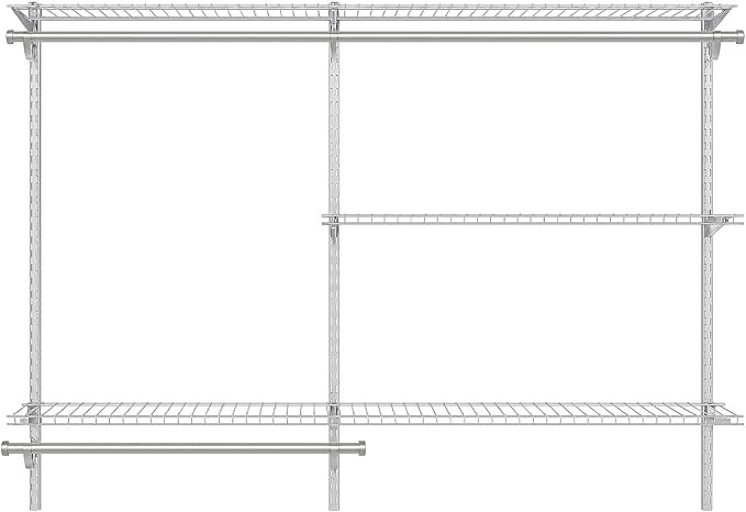 Rubbermaid Configurations Custom Closet Kit, 3-6 Ft. Adjustable Metal Wire Shelving, Titanium Finish, Expandable Organization System, Hardware Included, for Home Closet/Pantry/Laundry/Mudroom