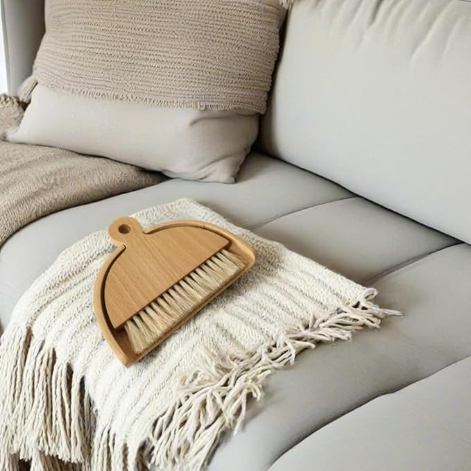 Wooden Dustpan and Brush Set Desktop Table Dustpan and Brush Set Tiny Small Mini Hand Broom and Dustpan Set Handheld Dust Pan and Brush Set 1 Set