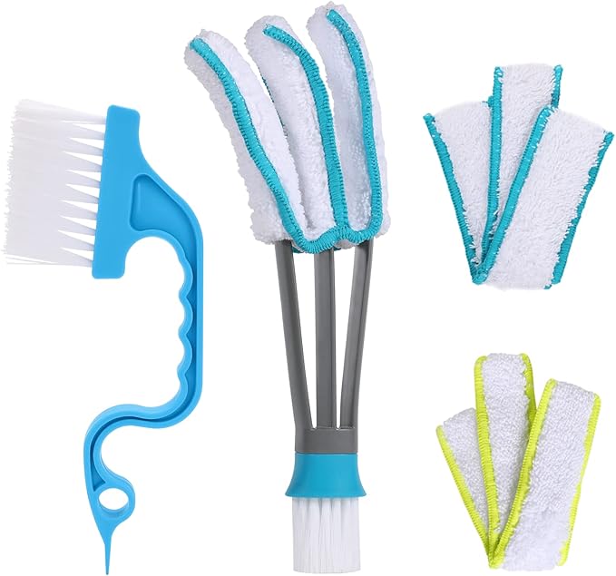 SetSail Blind Duster, Blind Cleaner Duster and Brush Kit with 3pcs Removable Microfiber Sleeves Groove Gap Cleaning Tool for Household Cleaning Window Cleaning Air Conditioner Cleaner