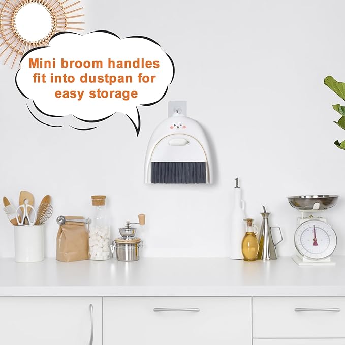 Mini Dustpan and Brush Set, Small Handheld Dust Pan with Clean Broom for Home, Kitchen, Desktop, Sofa, Keyboard, Table and Pet Cages(Cute Animal)