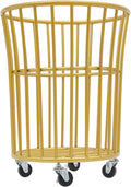 Household Storage Basket, 360° Rolling Movable Laundry Basket,Floor-Standing White Multi-layer Clothes Organizer for Kitchen,living Room and Bathroom (Metal Gold)