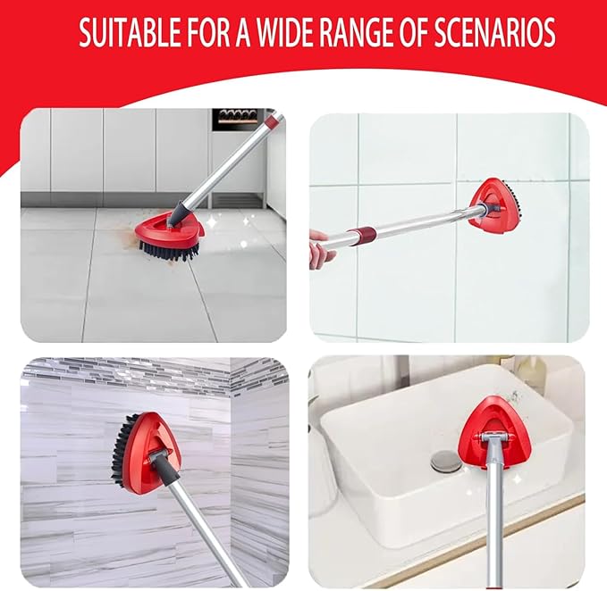 Spin Mop Scrub Brush Replacement Head and Base Compatible with O-Cedar RinseClean 2 Tank System, Floor Scrubber Brush Triangle Hard Bristle Cleaning Brush for Bathroom Kitchen Pool, Garage, Patio
