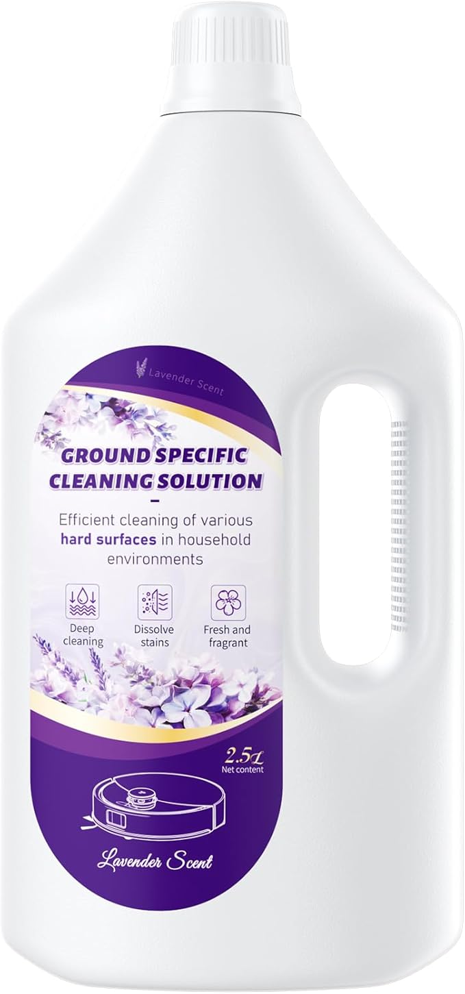 Floor Cleaning Solution Lavender Scent, Compatible with Roborock Cleaning Solution Quick Drying Without Residue Suitable for All Robot Vacuums and Wet Dry Dual-Use Vacuum Cleaners (2.5 L, Lavender)