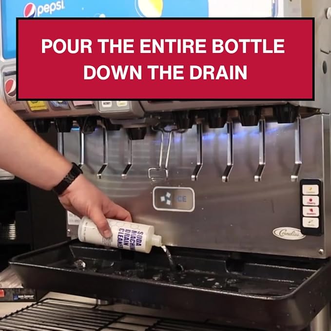 Soda Machine Drain Cleaner - Safe & Non-Corrosive Fountain Drink Machine Line Cleaner for Syrup & Sugar Buildup - Easy Monthly Treatment, No Scrubbing Needed (Pack of 6)