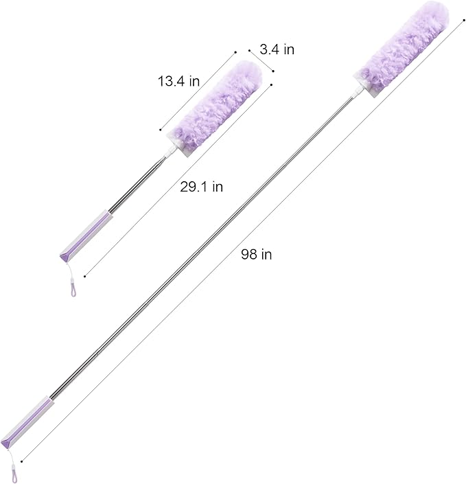 JOYMOOP Ceiling Fan Cleaner Duster and Cobweb Duster with Extension Pole, 28–98 Inch Handle and 9 Refills for High Ceilings and Furniture