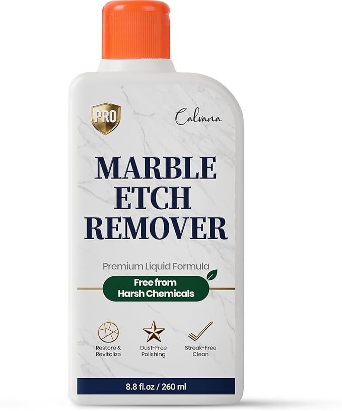 Professional Marble Etch Remover 8.8 fl. oz, Effective on Limestone, Travertine, Alabaster & Onyx, Removes Stains, Dull Spots, Water Rings & Light Scratches, Dust-Free Polishing