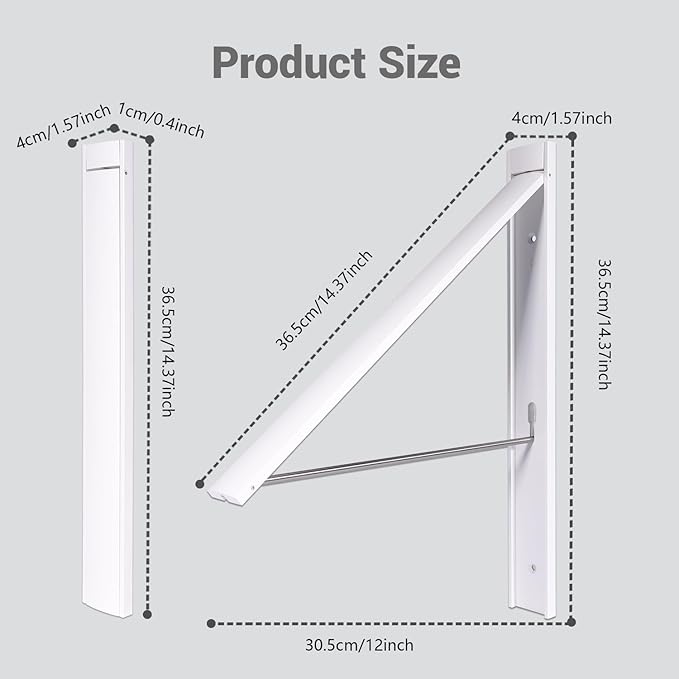 Clothes Drying Rack Folding Indoor,Laundry Room Organization,Wall Mounted Drying Racks for Laundry,Laundry Drying Rack Collapsible,Laundry Drying Rack,Retractable Clothesline (Pearl White)