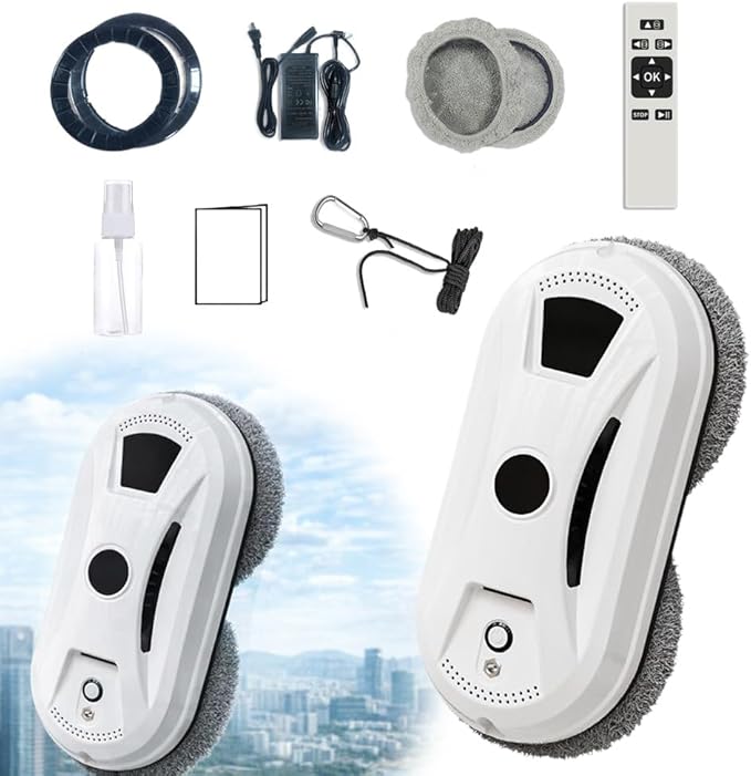 RAINPOT Saker Window Cleaner Robot 2026 | Automatic Window Cleaning Robot with 2800Pa Suction, Edge Detection & Anti-Drop Protection, Remote Control & 3 Cleaning Modes, Glass Vacuum Cleaner for Home