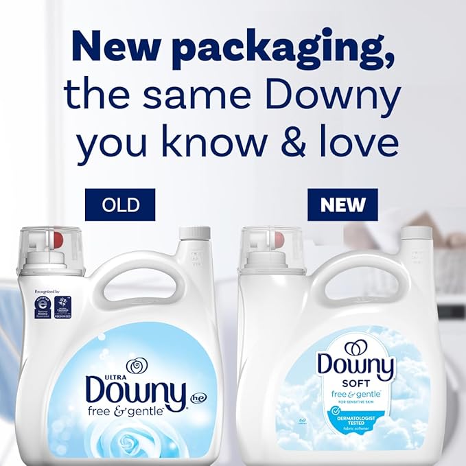 Downy Free & Gentle Liquid Fabric Softener,140 fl oz,190 Loads,Hypoallergenic,Sensitive Skin Friendly Fabric Conditioner Liquid,(Pack of 2)