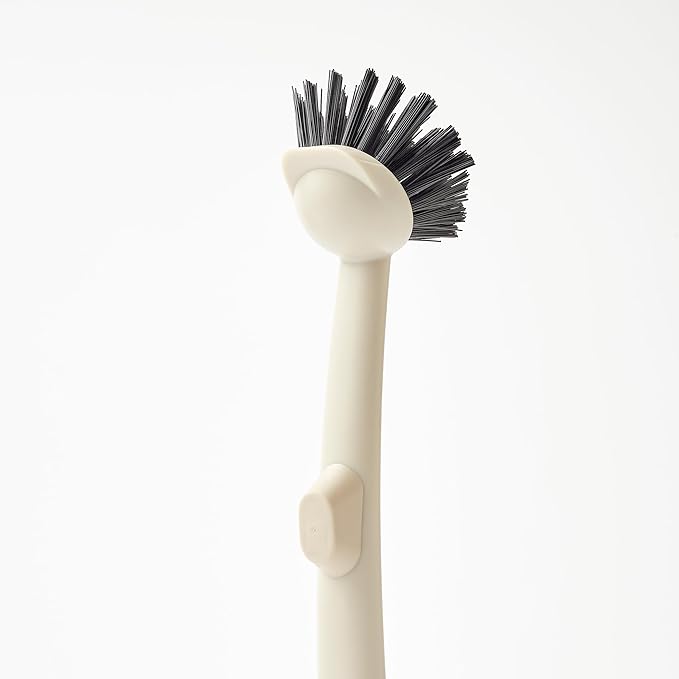 Earth & Mango Magnetic Dish Brush & Scraper, Snaps to Sink, Non-Scratch, Dishwasher Safe, Dish Scrubber – Warm Sand Beige