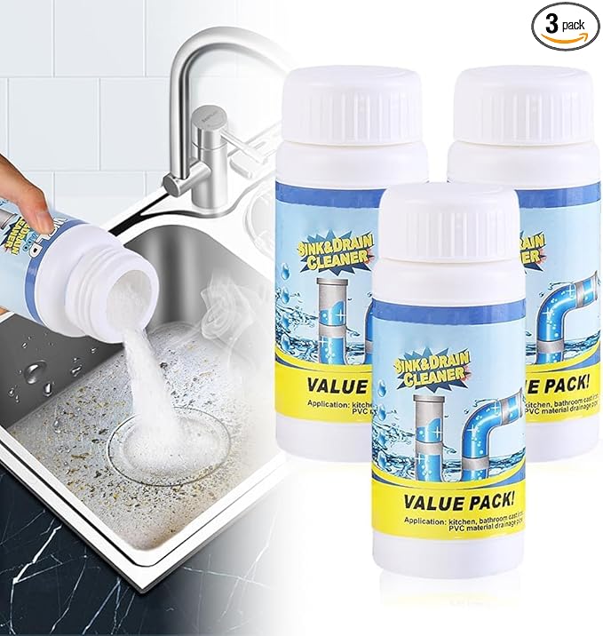 3PCS 2026 New Multi-functional Wild Tornado Pipe Dredge,Powerful Sink Cleaner Powder Fast Foaming for Kitchen Toilet Pipeline Quick Cleaning Tool