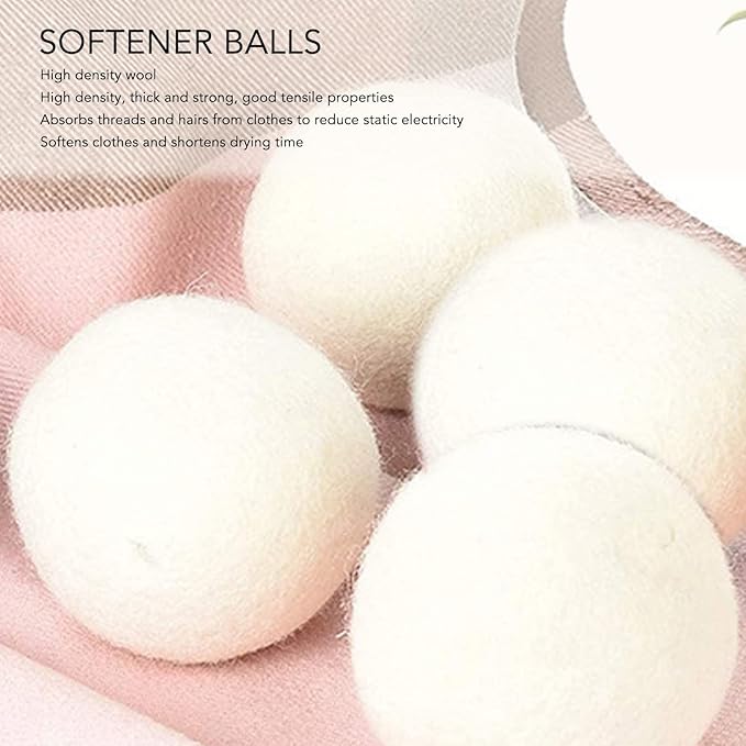 ZJchao 6 Pack Wool Dryer Balls for Laundry High Density Wool Drying Balls Reduce Static Cling Shorten Drying Time Reusable with Softener Alternative for Clothes Baby Delicates (4cm)