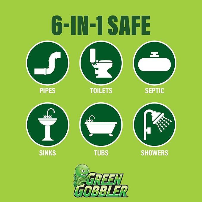 Green Gobbler Drain Clog Remover With 5 Pack of Drain Snake Tools | Drain Opener | Drain cleaner | Toilet Clog Remover
