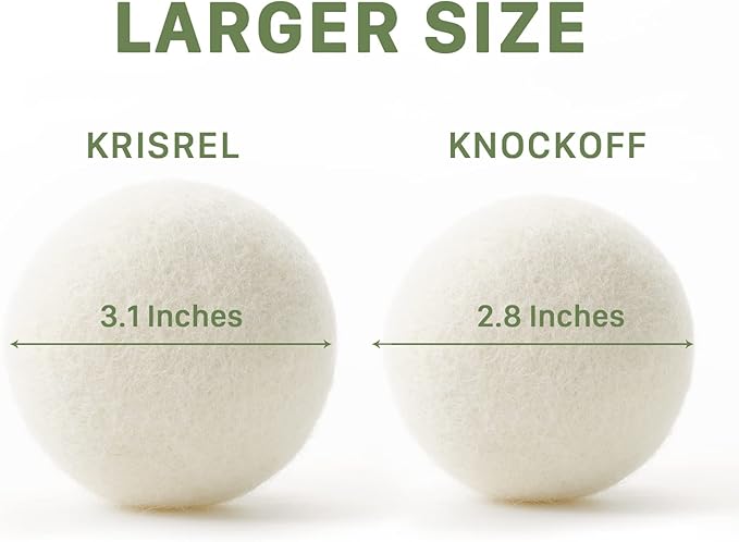 Wool Dryer Balls 6 Pack XL Laundry Dryer Balls,New Zealand Wool Natural Organic Fabric Softener,Shorten Drying Time, Baby Safe,Reduce Wrinkles