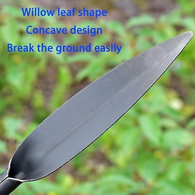 Willow Leaf-Shaped Garden Trowel Tool 12-inch Hand Shovel High-Carbon Steel Material One-Piece Forged Heavy Duty Manual Tool Potting Digging Transplanting Planting Weeding (Grey)