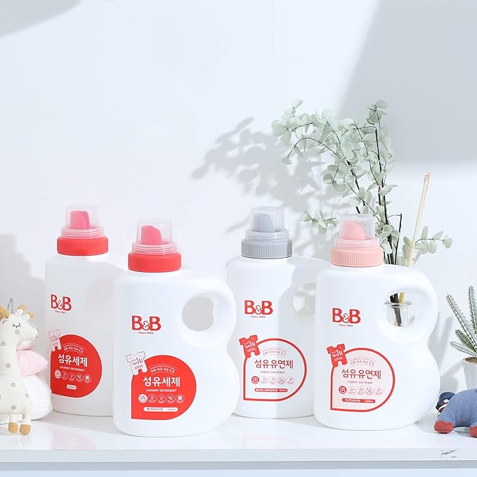 B&B Baby Fabric Softener Bottle Jasmine & Rose 50.7 oz - Hypoallergenic, for Baby, Newborn, or Infant, Sensitive Skin, Natural Ingredients, Clothes Huggably Soft