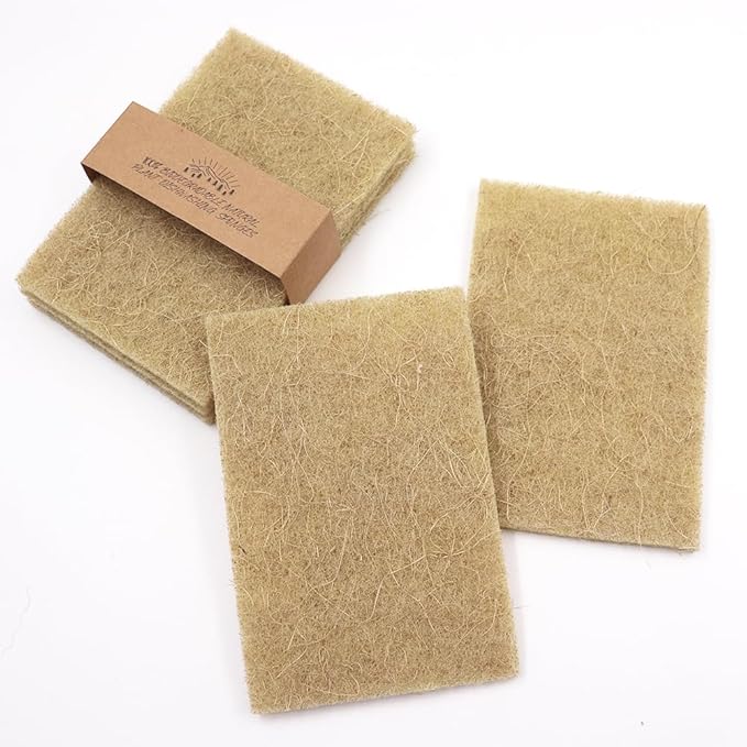 Natural Scouring Pads 15 Pack- Non-Scratch Sisal Cleaning Scrub Pads for Dishes, Eco-Friendly Coconut Fiber Kitchen Scrubbers for Pans and Pots, Compostable, Biodegradable