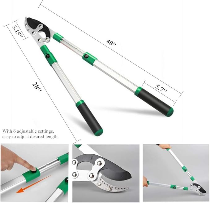 SK5 High-Performance Compound Action Anvil Lopper,Chops Thick Branches with Ease,2 Inch Cutting Capacity,28inch-40inch Telescoping Lopper, Tree Trimmer with Sturdy&Comfortable handle(A）