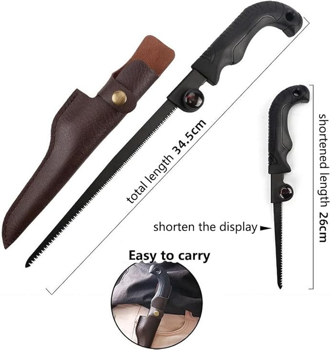 Hand Saw With Sheath,Saws Blades Retractable Gardening,Outdoor Portable Hand Pull,Durable Three Blade Toothed Steel Mini Saw,For Camping, Gardening, Cutting Wood, Pvc, Bone, Pruning appliance