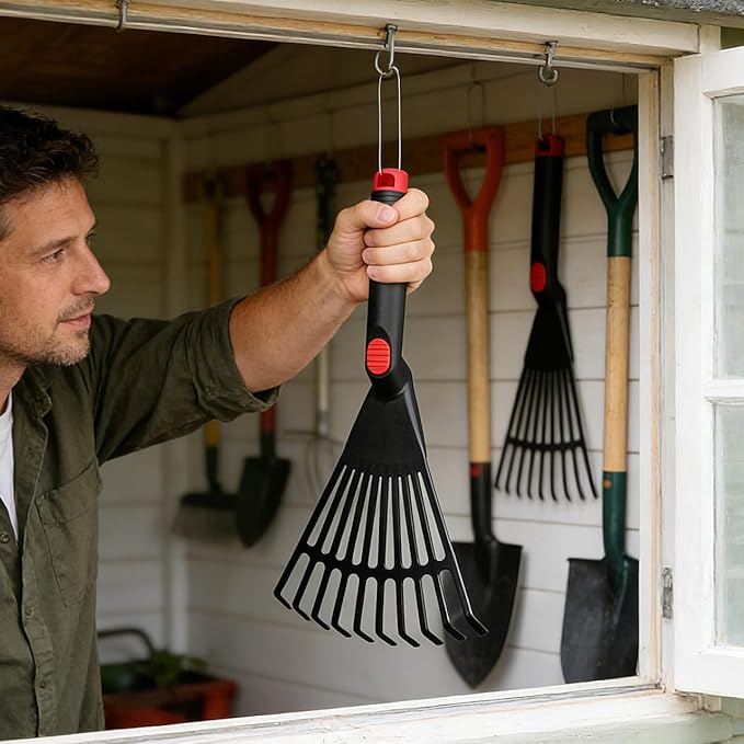 BESPORTBLE 2-Pack Small Hand Rakes - Lightweight Plastic Garden Rakes for Raised Garden Bed, Leaves, Lawns & Tight Spaces, Easy-Grip Ergonomic Handle (No Rust/Bend)