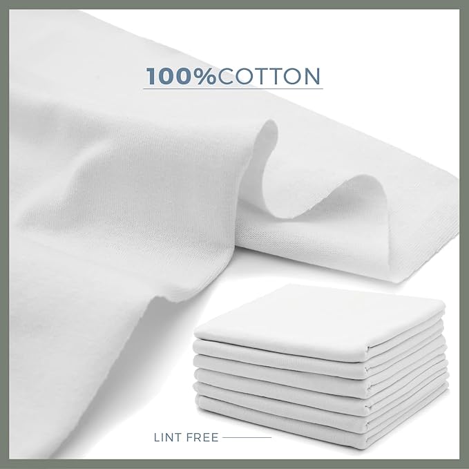 VALENGO New Lint Free Rags – 100% Cotton Cloth, Soft T-Shirt Rags, Lint Free Cloth for Staining Wood, Cast Iron, Dusting, Polishing, Painting and Cleaning – Reusable & Absorbent – 17”x17” (Pack of 7)
