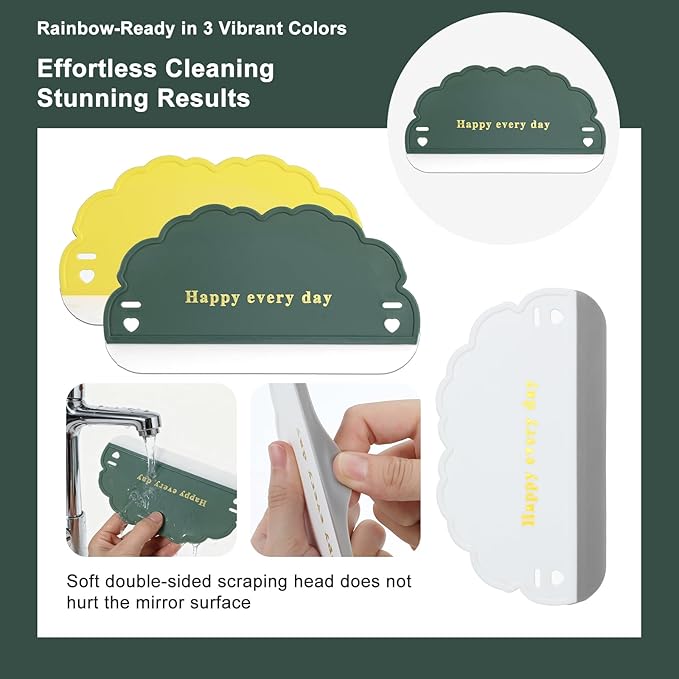 3Pcs Silicone Sink Squeegee, Mirror Squeegee, Kitchen Countertop Squeegees, Cloud Water Wiper Scraper for Sink Tiles, Cleaning Tools for Car Window Bathroom