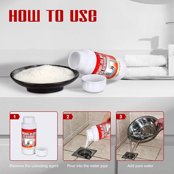 4 Pack Multi-Purpose Drain Cleaner – Upgraded Safe Formula for Kitchen Sink and Household Pipe Cleaning
