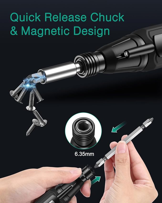 ORIA Electric Screwdriver Cordless, 12 in 1 Rechargeable Electric Screwdriver Set with 10 Bits and 1/4 inch Bit Holder, Power Repair Tool Kit with LED Lights, Charging Cable, for Phones,Toys, PC