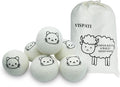 Dryer Balls Laundry Reusable, XL Wool Dryer Balls Cute Cat Face 6 Pack, Fabric Softener Ball, Extra Large Dryer Balls with Cat Pattern, Shorten Drying Time, Organic Wool - Dry 1000+ Loads