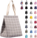 iknoe Insulated Lunch Bag for Women & Adults, 9L Foldable Wide-Open Cooler Bag with Pockets, Leakproof & Portable, for Picnic, Office, Beach(Gray grid)