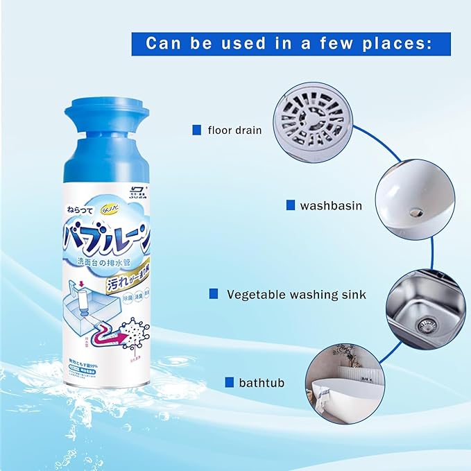 HERIOS Foam Drain Cleaner, Powerful Sink and, Liquid Hair Clog Remover, Foaming for Kitchen Drain, Sinks, Tubs (2 pc, 2, Count)