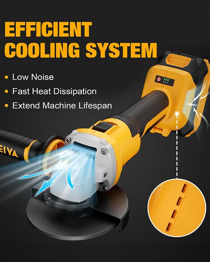 Angle Grinder Cordless 20V Battery,9600 RPM Brushless Power Motor,4-1/2-Inch to 5-Inch,2x4.0 AH Battery Electric Grinder Tool Set, for Cutting,Grinding,Polishing