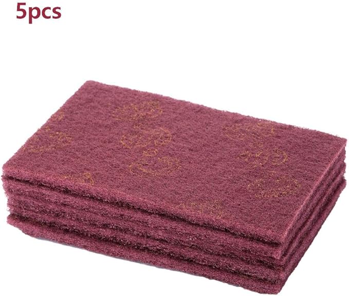 5pcs Nylon Scourer Pad Shell Polishing Professional Industrial Abrasive Hand Scouring Pad (fine-Red)