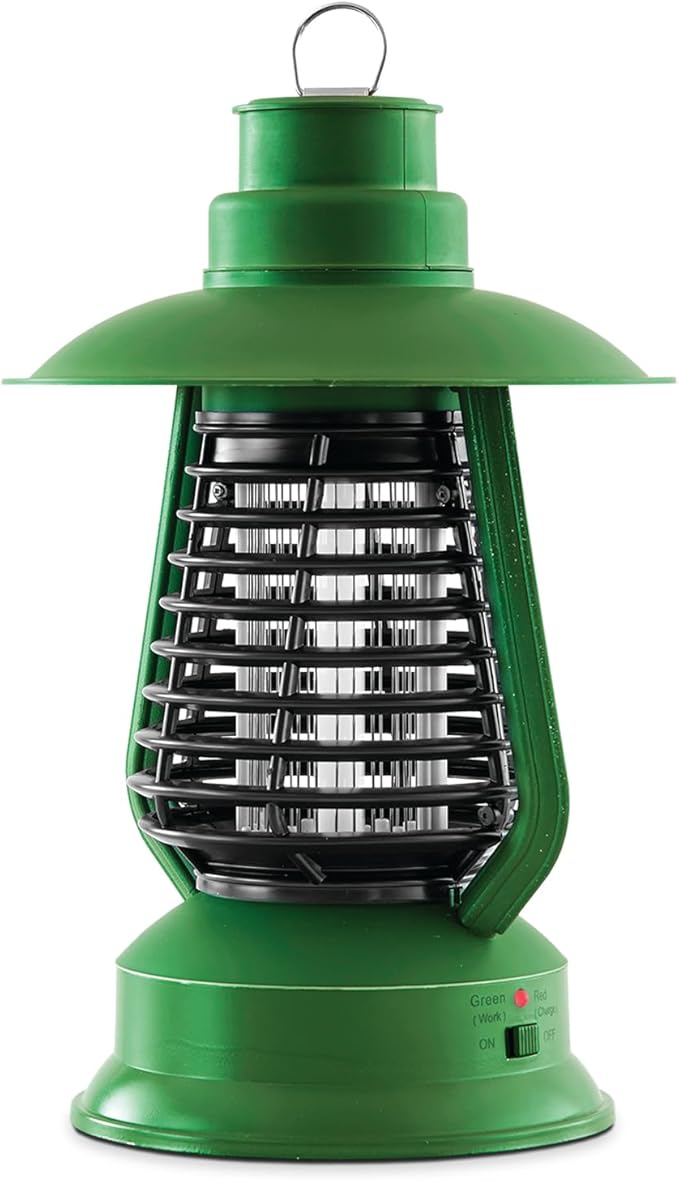 Black Flag 2000v Bug Zapper Lantern | Rechargeable Indoor/Outdoor Fly Zapper | 12-Hour Electric UV Pest Control (Green)