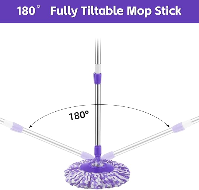 Spin Mop Replacement Handle 360 Degree Spin Mop Pole Handle Replacement Rotating Telescopic Stick for Mop Head, Ideal for Home and Household Cleaning