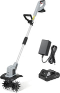 20V Cordless Tiller Cultivator, 360RPM Electric Garden Tiller with 2.0Ah Battery & Charger, 9" Tilling Width, 6.6" Depth, Ideal for Lawn, Garden Beds, and Soil Cultivation