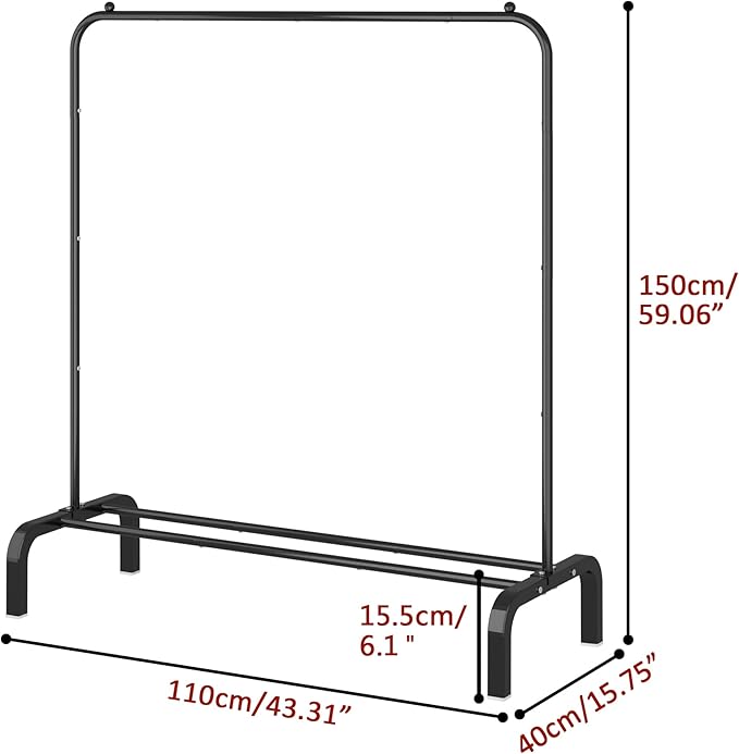 Clothes Rack Metal Clothing Rack with Bottom Shelf Garment Rack for Hanging Clothes Shirts Jeans and Coats Black