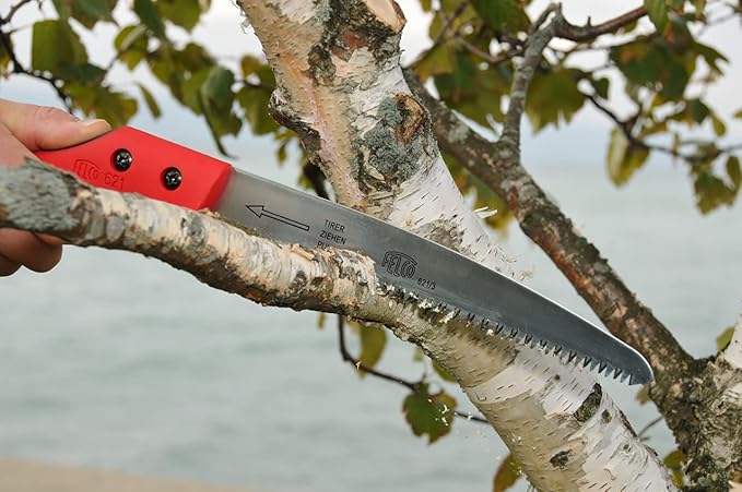 FELCO 621 Pruning Saw – Straight Pull-Stroke Saw for Tree Trimming & Forestry | Tree Branch Cutter | Handsaw with Tapered Hardened Steel 9.5" Blade, Non-Slip Handle, Carrying Sheath, Swiss Precision