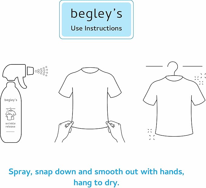 Begley's 3-in-1 Wrinkle Remover, Quick Fix Wrinkle Release, Static Cling Remover, Odor Eliminator and Fabric Refresher Spray - USDA Certified Biobased - Citrus, 3 oz Travel Size