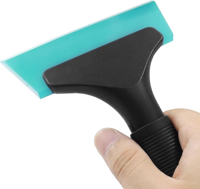 Small Squeegee 5 inch Rubber Window Tint Windshield Scraper, Non-Slip Handle Glass Cleaner for Car Glass Mirror Shower Door/Bathroom Cleaning(Light Blue, 1 Pack)