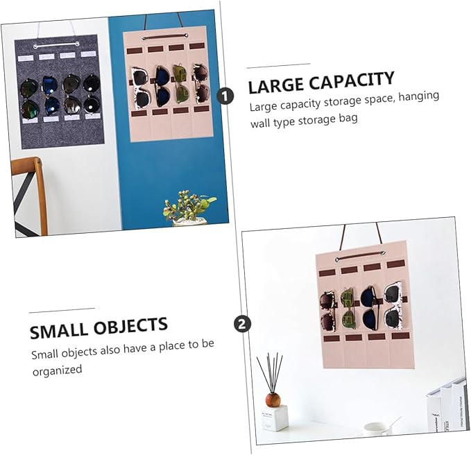 VALICLUD Felt Sunglasses Organizer Hanging Bag 30x40cm Small Storage Pouch Wall-Mounted Glasses Holder for Eyewear and Jewelry Storage