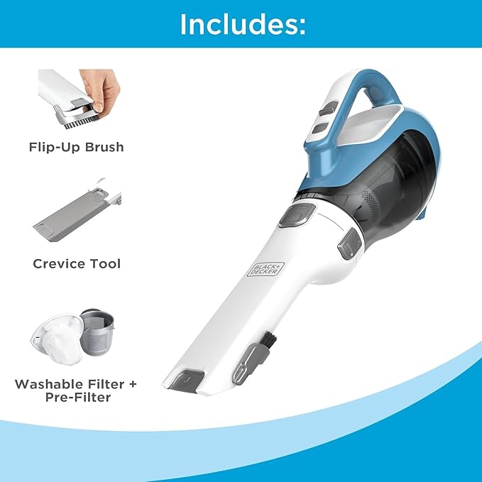 BLACK+DECKER dustbuster AdvancedClean Handheld Vacuum Cordless, Compact Home and Car Vacuum with Crevice Tool, Rotating Nozzle and Charging Station, Large Dust Bowl (CHV1410L)