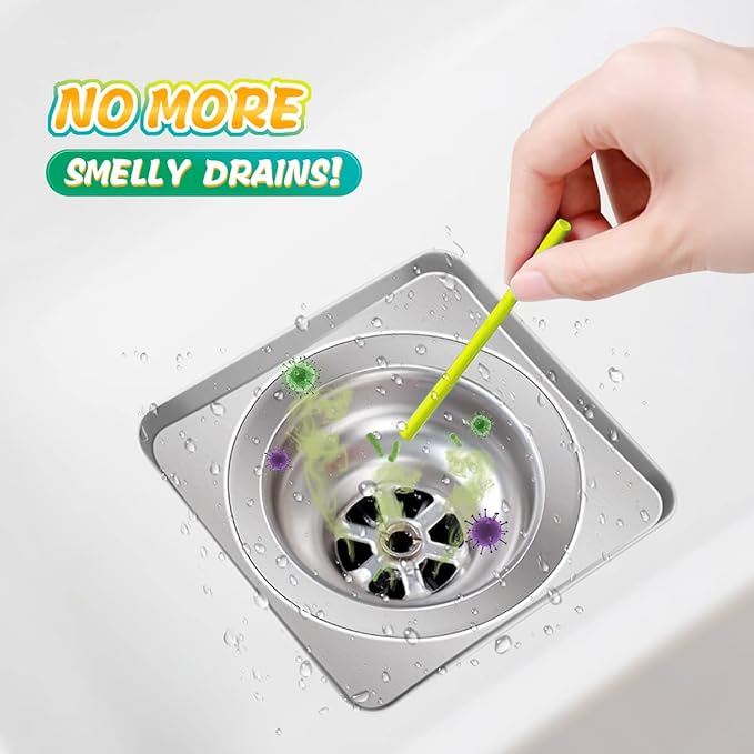 Bio-Flow Drain Strips - Lemon Scent Odor Remover & Freshener - 12 Strips